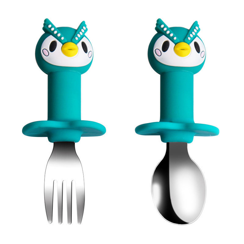 silicone baby set with divided plate spoon fork