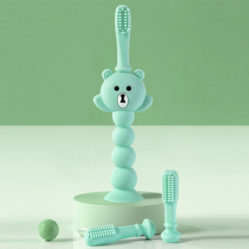 Blue cartoon bear silicone toothbrush