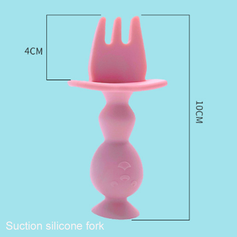 baby suction silicone fork