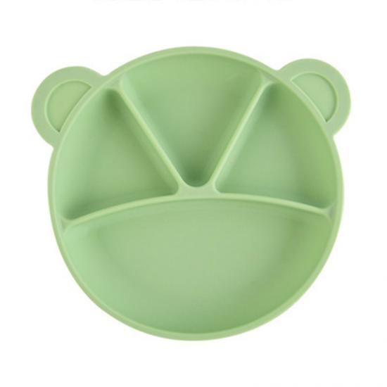 divided silicone plate with suction for kids with fork and spoon