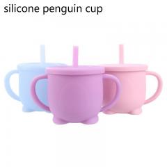 Baby silicone straw cups with lid